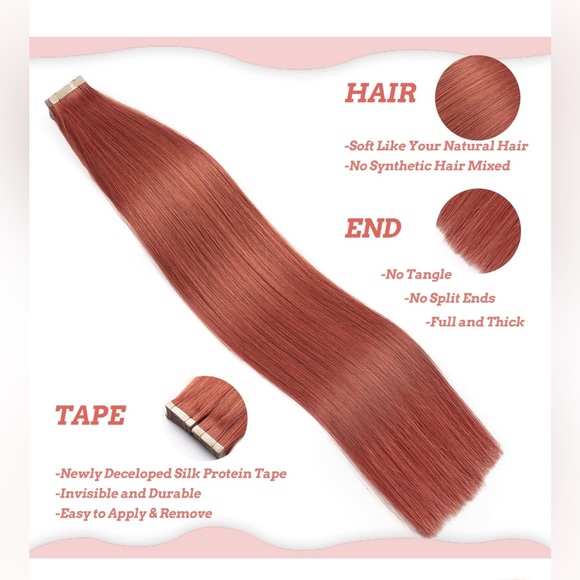 Ginger tape in human hair extensions(2) NWT - Picture 2 of 6